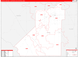Hanford-Corcoran Metro Area Wall Map Red Line Style 2024